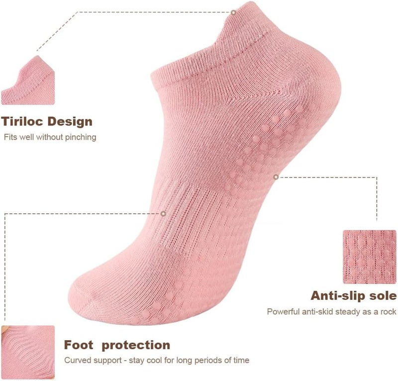 kepiibi 5 Pairs Pilates Socks with Grips for Women Non Slip Grip Yoga Crew Socks for Barre Hospital Barefoot Workout - Image 2